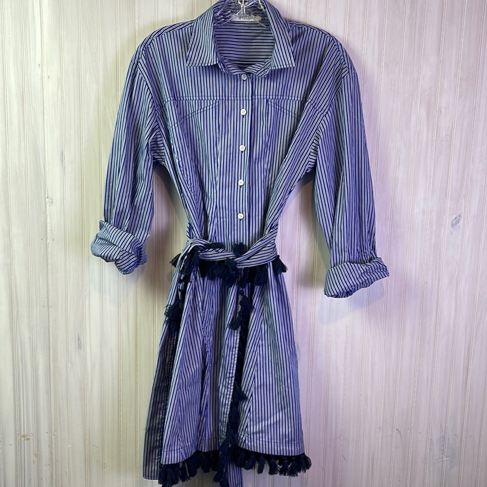 DEREK LAM 10 CROSBY FRINGE SHIRT DRESS